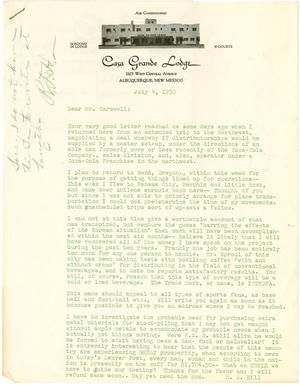 [Letter from R. D. Hill to T. N. Carswell - July 4, 1950]