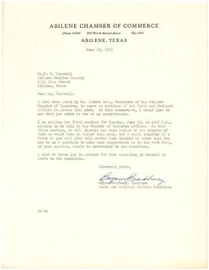 [Letter from Bryan Bradbury to T. N. Carswell - June 19, 1953]