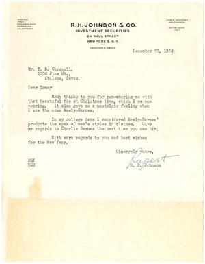 [Letter from R. H. Johnson to T. N. Carswell - December 27, 1954]