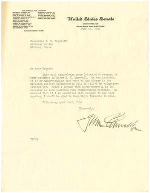 [Letter from Senator Tom Connally to R. M. Wagstaff - June 23, 1941]