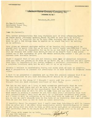 [Letter from W. L. Joosten, Sr. to T. N. Carswell - February 28, 1939]