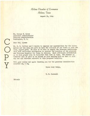 [Letter from T. N. Carswell to George E. Ijams - August 31, 1944]