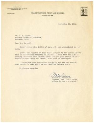 [Letter from Captain Marion D. Whiteside to T. N. Carswell - September 11, 1944]