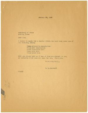 [Letter from T. N. Carswell to the Secretary of State, Texas - January 26, 1946]