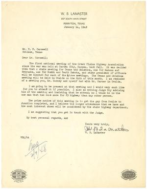 [Letter from W. B. LaMaster to T. N. Carswell - January 14, 1948]