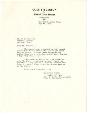 [Letter from Coke R. Stevenson to T. N. Carswell - May 20, 1948]