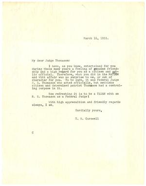 [Letter from T. N. Carswell to Judge Thomason - March 16, 1955]