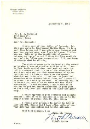 [Letter from Wright Morrow to T. N. Carswell - September 6, 1956]