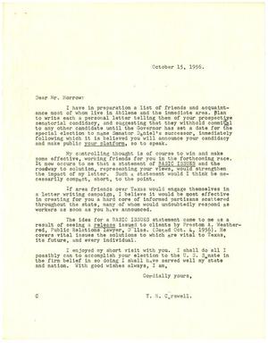Primary view of object titled '[Letter from T. N. Carswell to Wright Morrow - October 15, 1956]'.