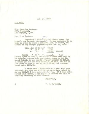 [Letter from T. N. Carswell to Mrs. Beatrice Jackson - January 31, 1968]
