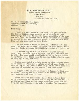 [Letter from R. H. Johnson to T. N. Carswell - June 25, 1938]