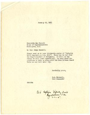 [Letter from T. N. Carswell to Representative Sam Russell - January 20, 1941]