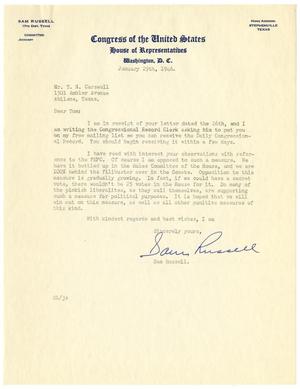 [Letter from Representative Sam Russell to T. N. Carswell - January 29, 1946]