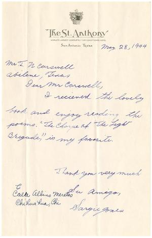 Primary view of object titled '[Letter from Sargi Jones to T. N. Carswell - May 28, 1944]'.
