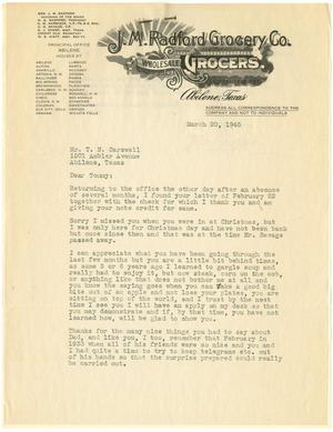 [Letter from O. E. Radford to T. N. Carswell - March 20, 1945]