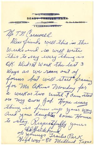[Letter from Ed Hildebrand to T. N. Carswell]