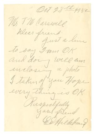 [Letter from Ed Hildebrand to T. N. Carswell - October 28, 1952]