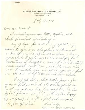 [Letter from Mary Lou Weatherford to T. N. Carswell - July 23, 1953]