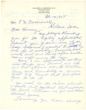 [Letter from Millard A. Jenkens, Sr. to T. N. Carswell - February 17, 1955]