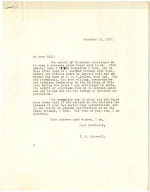 [Letter from T. N. Carswell to Bill Fulwiler - December 23, 1957]