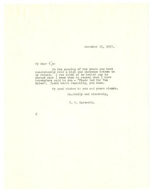 [Letter from T. N. Carswell to Tom Eplen - December 23, 1957]