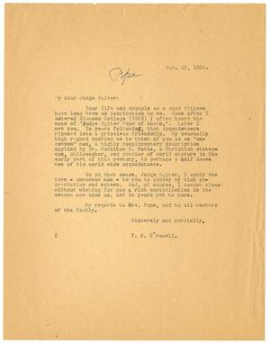 Primary view of object titled '[Letter from T. N. Carswell to Judge Walter Pope - December 23, 1960]'.