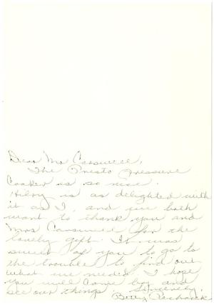 [Letter from Betty Pechacek to T. N. Carswell]