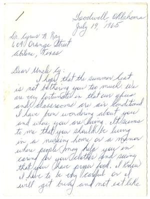 Primary view of object titled 'Letter from Helen Muller to Dr. Cyrus N. Ray - July 19, 1965]'.