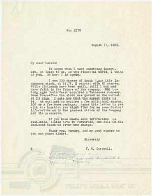 [Letter from T. N. Carswell to H. J. Blackwell - August 11, 1965]