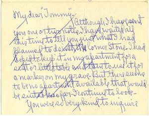 Primary view of object titled '[Letter from Sarah Anna Simmons Crane to T. N. Carswell - 1961]'.