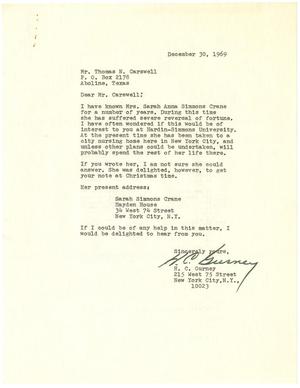 [Letter from H. C. Gurney to T. N. Carswell - December 30, 1969]