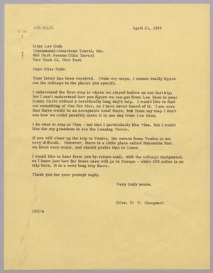 [Letter from Jeane Kempner to Lee Guth, April 21, 1959]