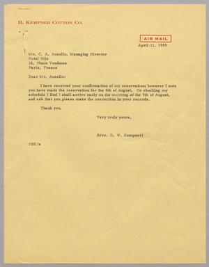 [Letter from Jeane Kempner to C. A. Auzello, April 11, 1959]
