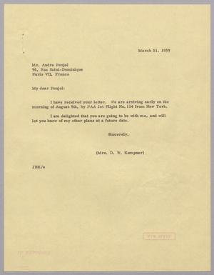 [Letter from Jeane B. Kempner to Mr. Andre Poujol, March 31, 1959]