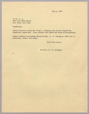 [Letter from H. Kempner to YMCA, July 6, 1959]