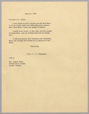 [Letter from Jeane B. Kempner to Andre Clerc, June 30, 1959]