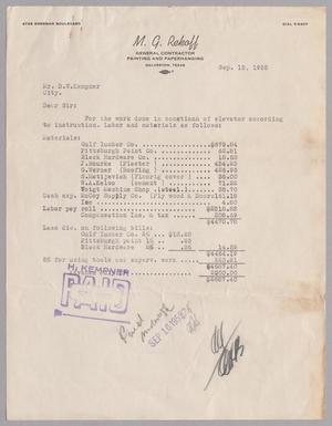 [Invoice for Contracting Work, Septembe 1955]