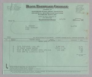 [Invoice for Items Purchased from Black Hardware Company, August 1955]