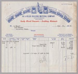 [Invoice for Bill Renderd for W. A. Kelso Building Material Company, July 1955]