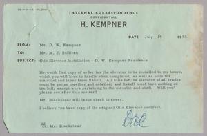 [Message from D. W. Kempner to M. J. Sullivan, July 19, 1955, Copy 2]