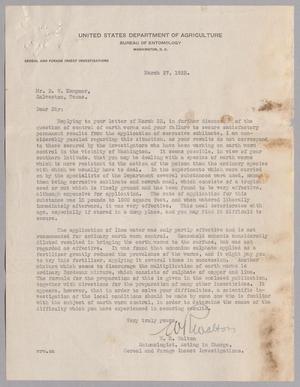 [Letter from W. R. Walton to Mr. D. W. Kempner, March 27, 1925]
