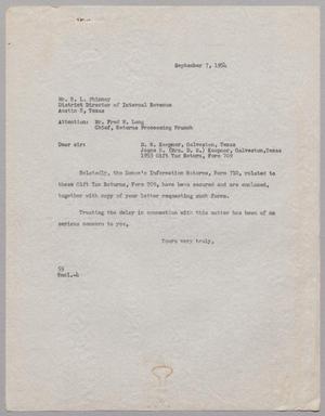 [Letter from Ray I. Mehan to Mr. R. L. Phinney, September 7, 1954]