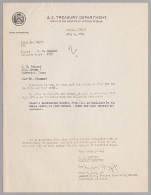 [Letter from R. L. Phinney and Fred W. Long, Jr. to D. W. Kempner, July 6, 1954]