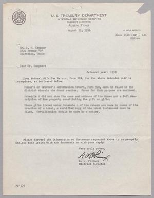 [Letter from R. L. Phinney to Mr. D. W. Kempner, August 21, 1956]