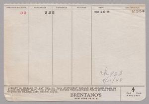 [Invoice for Brentano's, March 16, 1948]