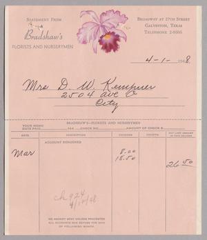 [Monthly Florist Statement: April 1948]