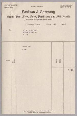 [Monthly Statement for Davison & Company: June, 1948]