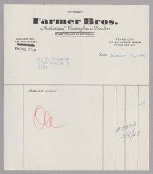 [Account Statement for Farmer Bros., January 30, 1948]