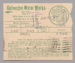 Galveston Water Works Monthly Statement (2524 O 1/2): June 1948