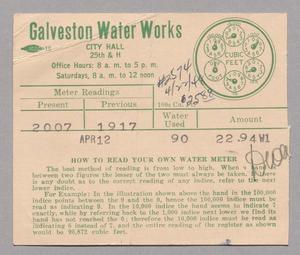 Galveston Water Works Monthly Statement (2504 O 1/2): April 1948